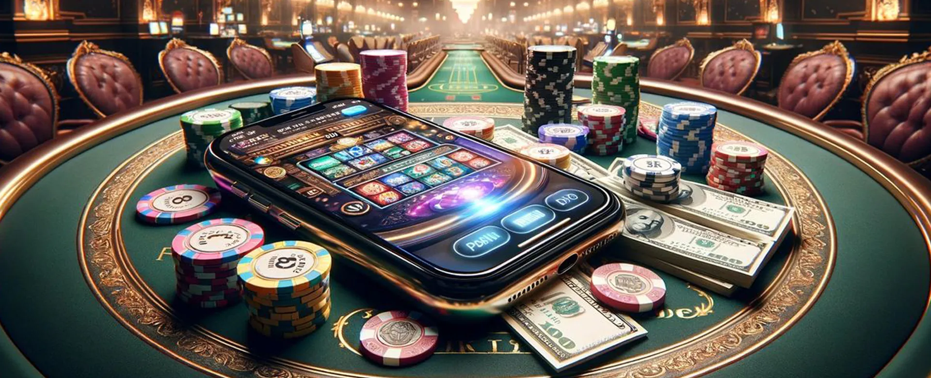 Background of www King PH Casino with various casino games and bright lights